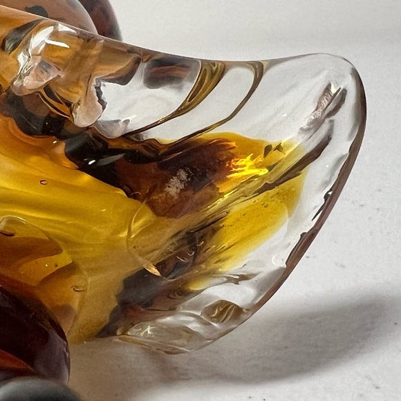 GCA Hand Blown Glass Amber Perched Owl Vintage Heavy MCM - Picture 10 of 16